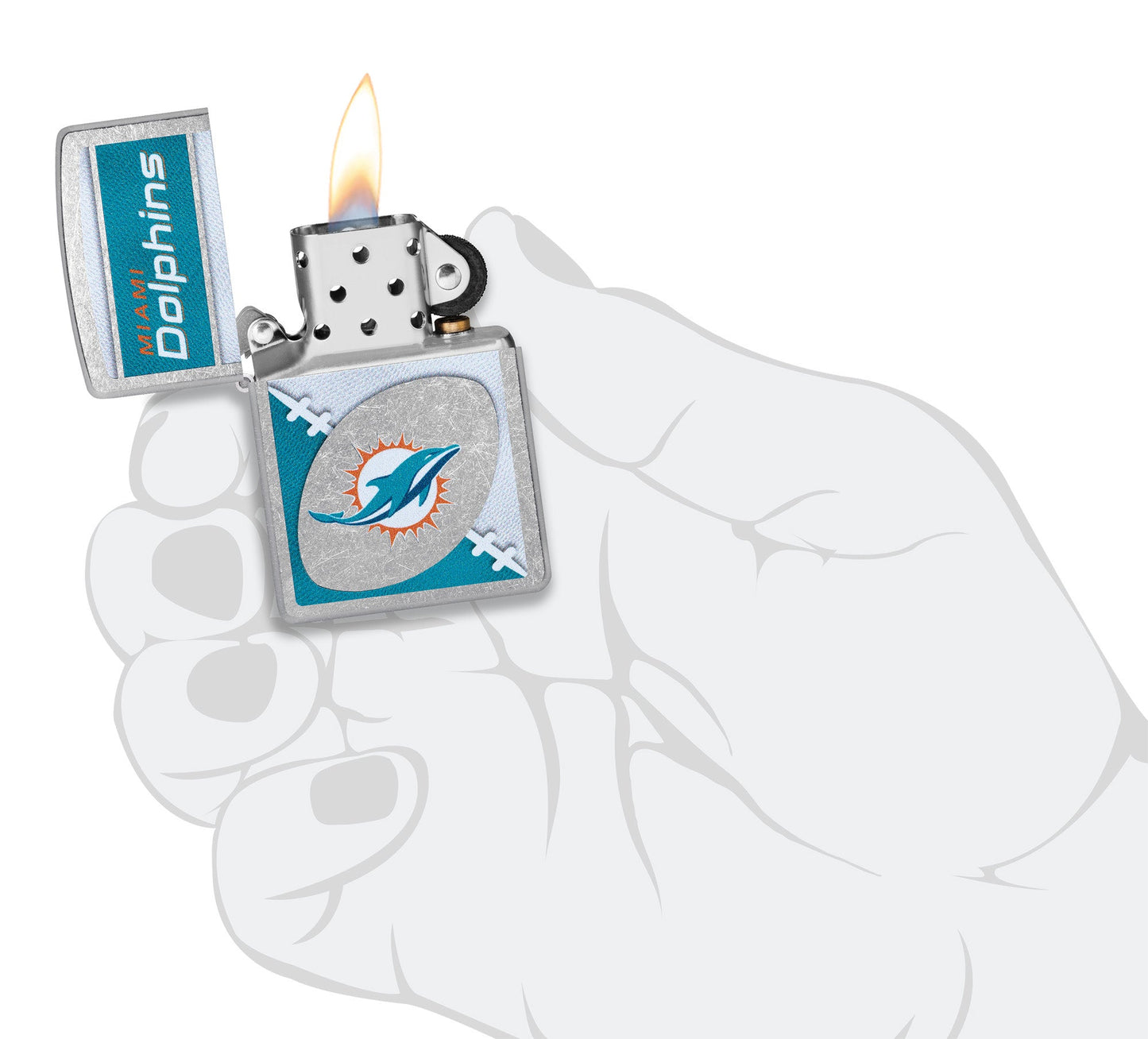 Zippo NFL Miami Dolphins Chrome Logo Design Street Chrome Windproof Lighter