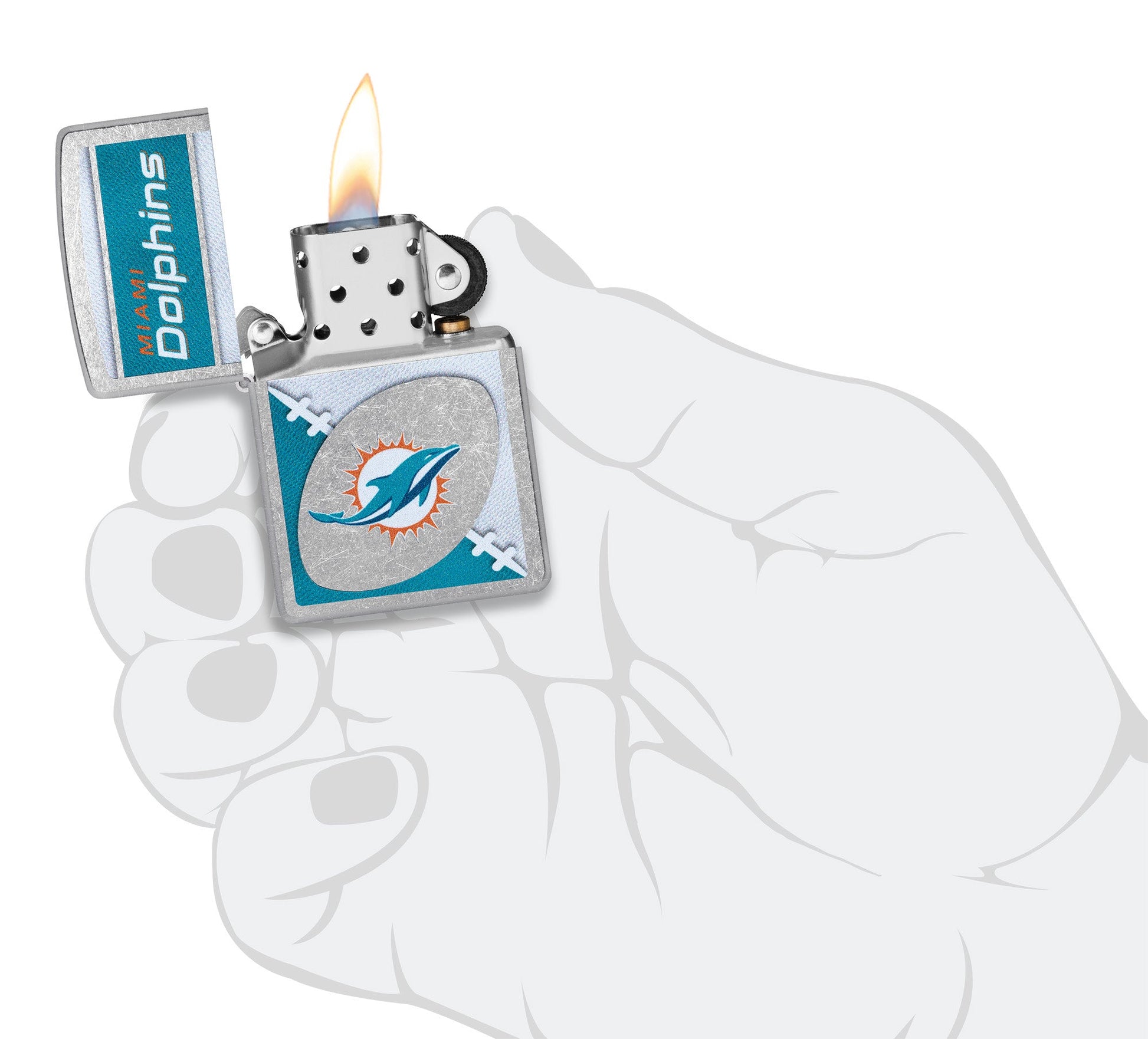 Zippo NFL Miami Dolphins Chrome Logo Design Street Chrome Windproof Lighter