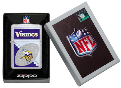 Zippo NFL Minnesota Vikings Chrome Logo Design Street Chrome Windproof Lighter