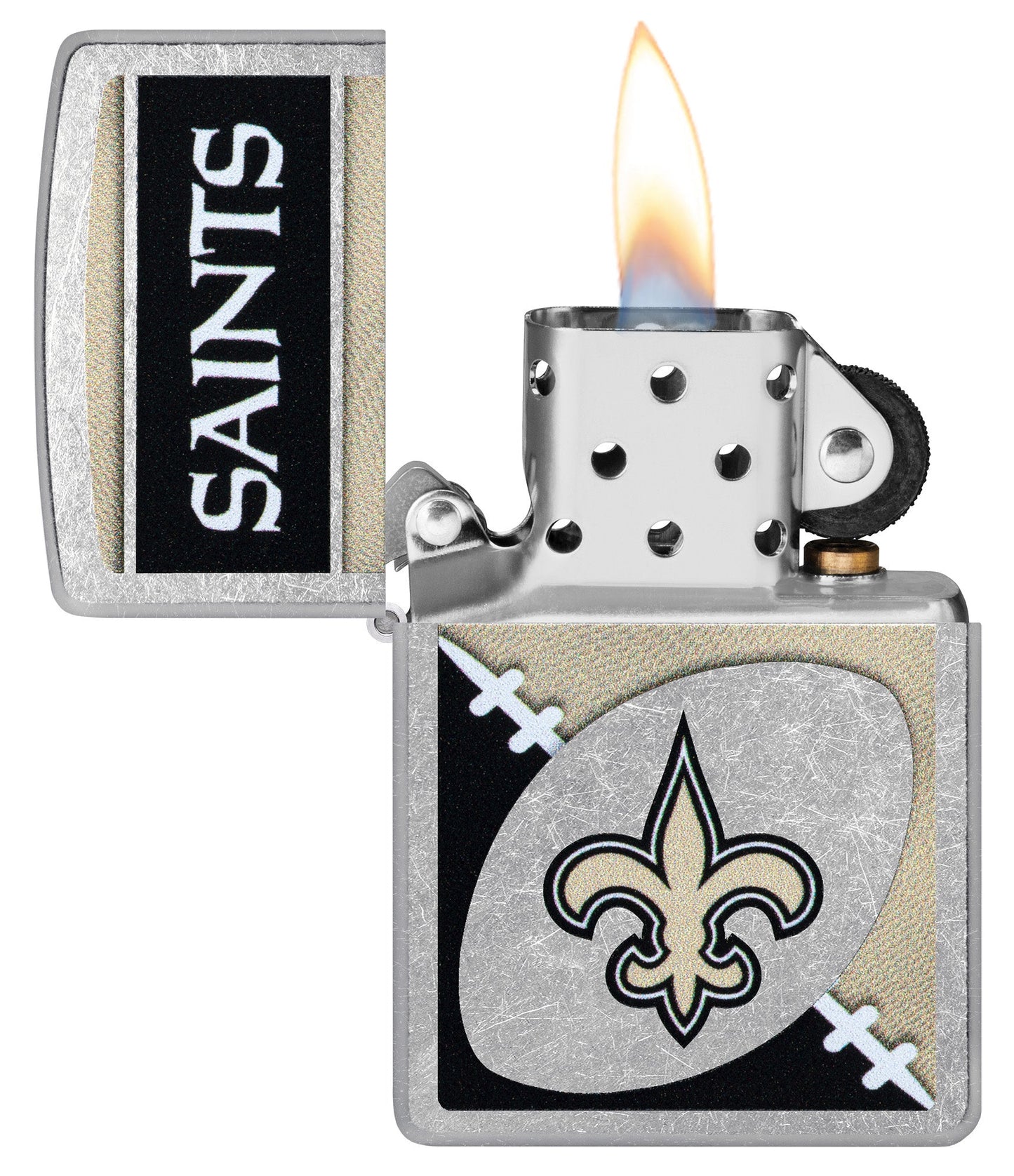 Zippo NFL New Orleans Saints Chrome Logo Design Street Chrome Windproof Lighter