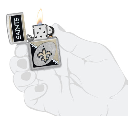 Zippo NFL New Orleans Saints Chrome Logo Design Street Chrome Windproof Lighter