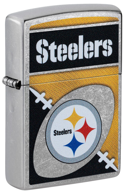 Zippo NFL Pittsburgh Steelers Chrome Logo Design Street Chrome Windproof Lighter