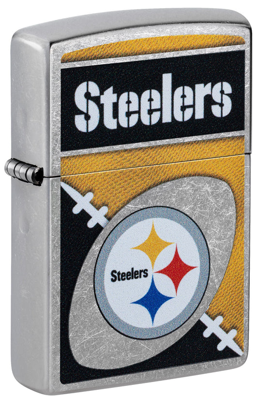 Zippo NFL Pittsburgh Steelers Chrome Logo Design Street Chrome Windproof Lighter
