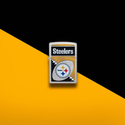 Zippo NFL Pittsburgh Steelers Chrome Logo Design Street Chrome Windproof Lighter