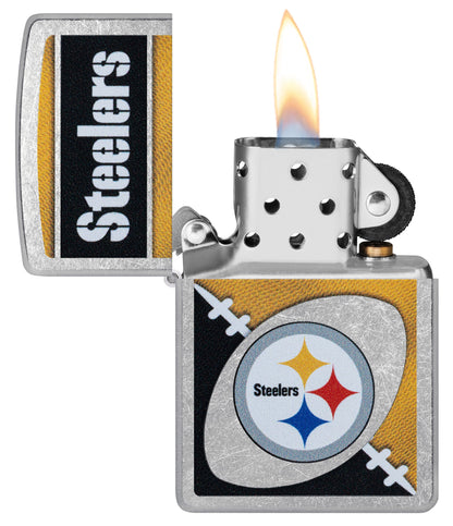 Zippo NFL Pittsburgh Steelers Chrome Logo Design Street Chrome Windproof Lighter