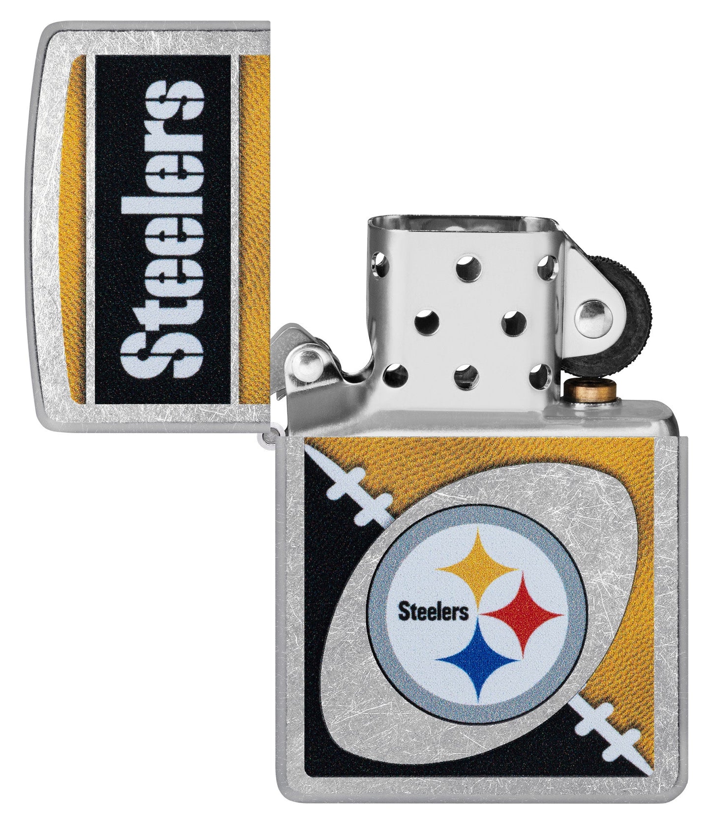 Zippo NFL Pittsburgh Steelers Chrome Logo Design Street Chrome Windproof Lighter