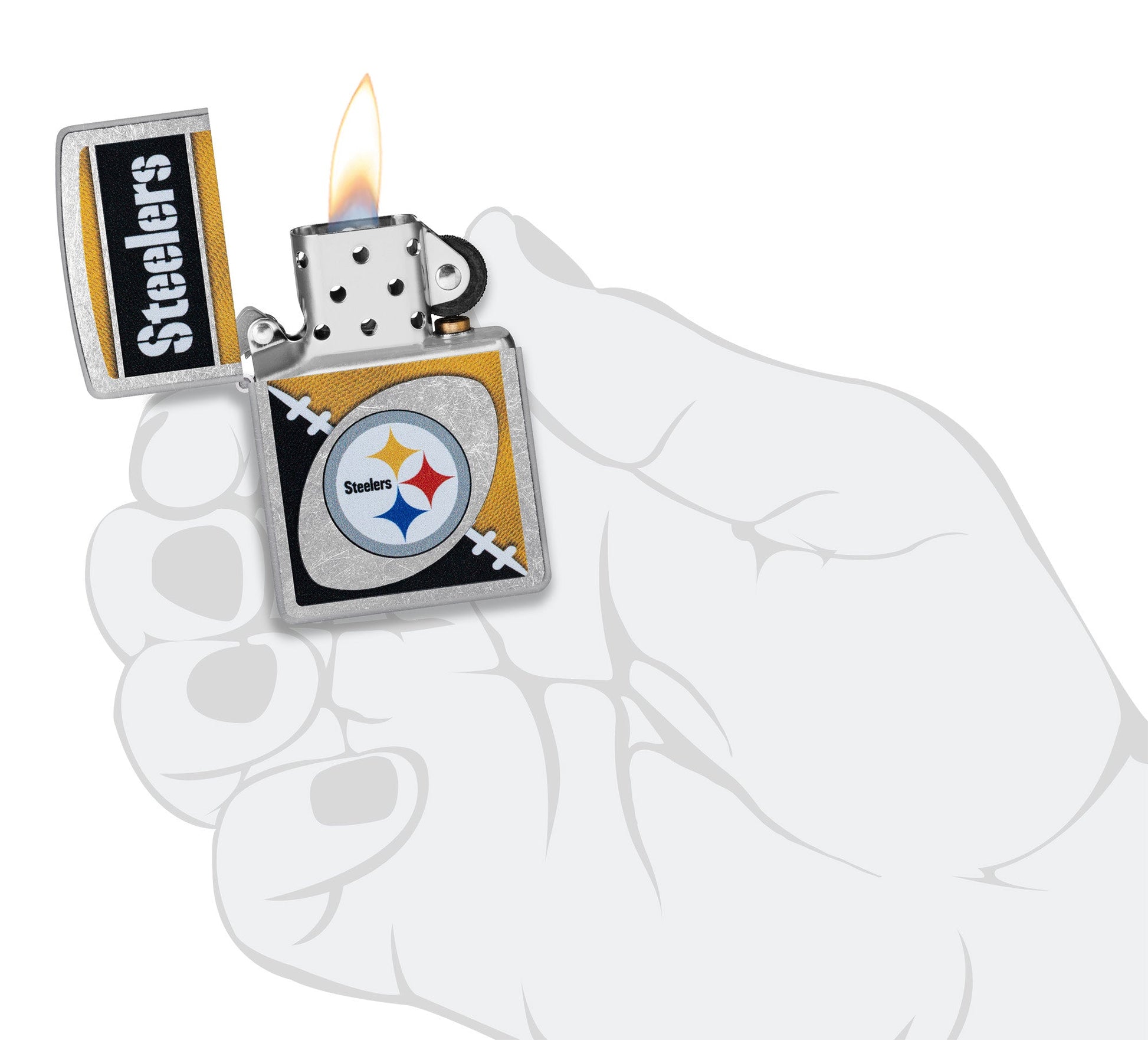 Zippo NFL Pittsburgh Steelers Chrome Logo Design Street Chrome Windproof Lighter