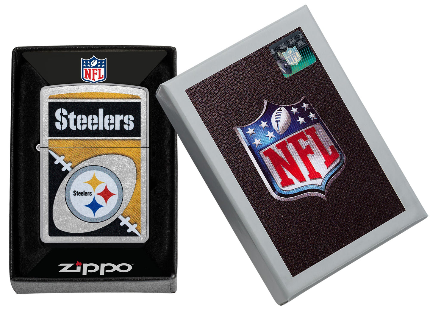 Zippo NFL Pittsburgh Steelers Chrome Logo Design Street Chrome Windproof Lighter