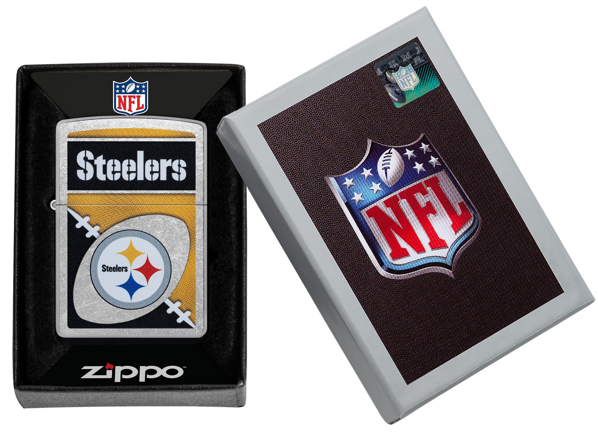 Zippo NFL Pittsburgh Steelers Chrome Logo Design Street Chrome Windproof Lighter