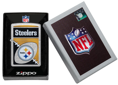 Zippo NFL Pittsburgh Steelers Chrome Logo Design Street Chrome Windproof Lighter