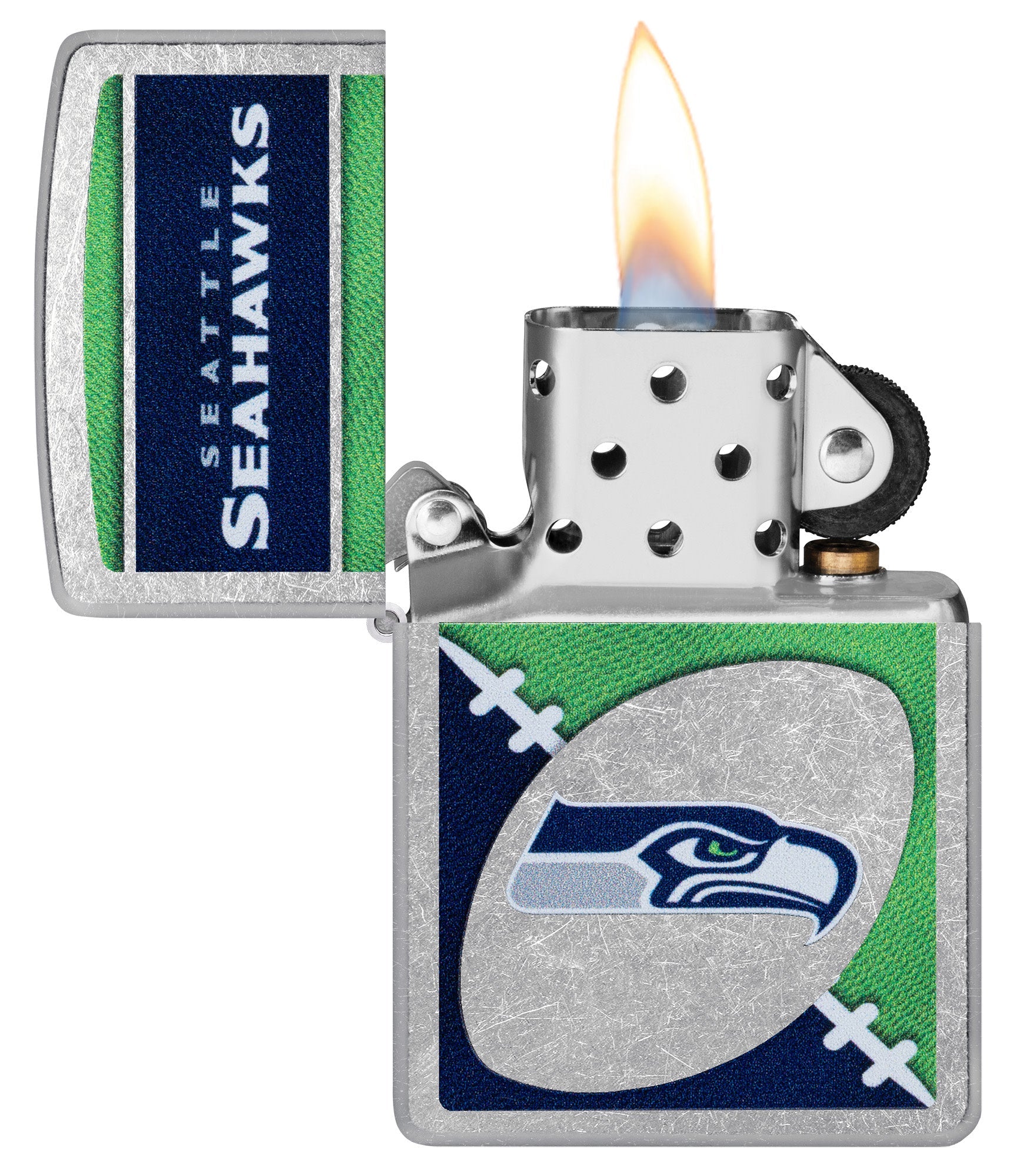 Zippo NFL Seattle Seahawks Chrome Logo Design Street Chrome Windproof Lighter