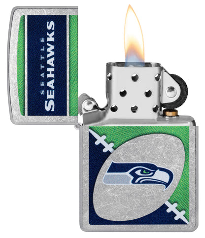 Zippo NFL Seattle Seahawks Chrome Logo Design Street Chrome Windproof Lighter