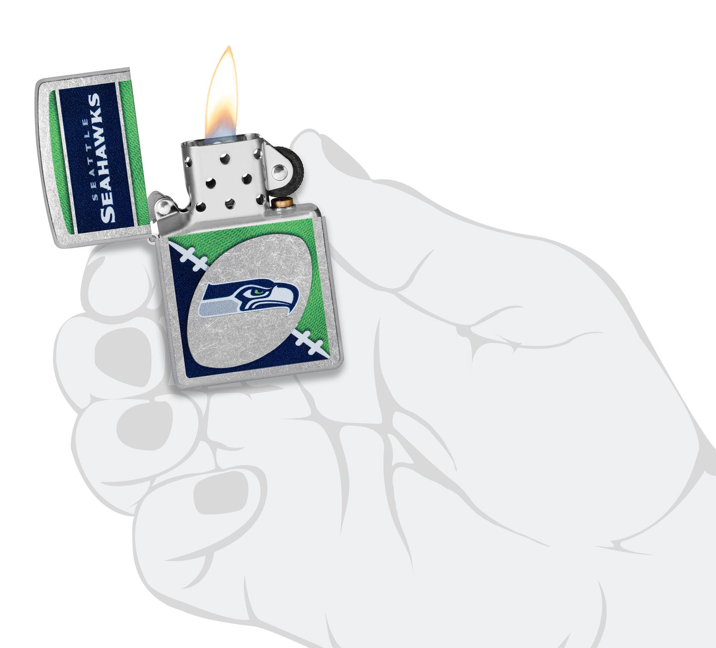 Zippo NFL Seattle Seahawks Chrome Logo Design Street Chrome Windproof Lighter