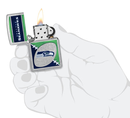 Zippo NFL Seattle Seahawks Chrome Logo Design Street Chrome Windproof Lighter