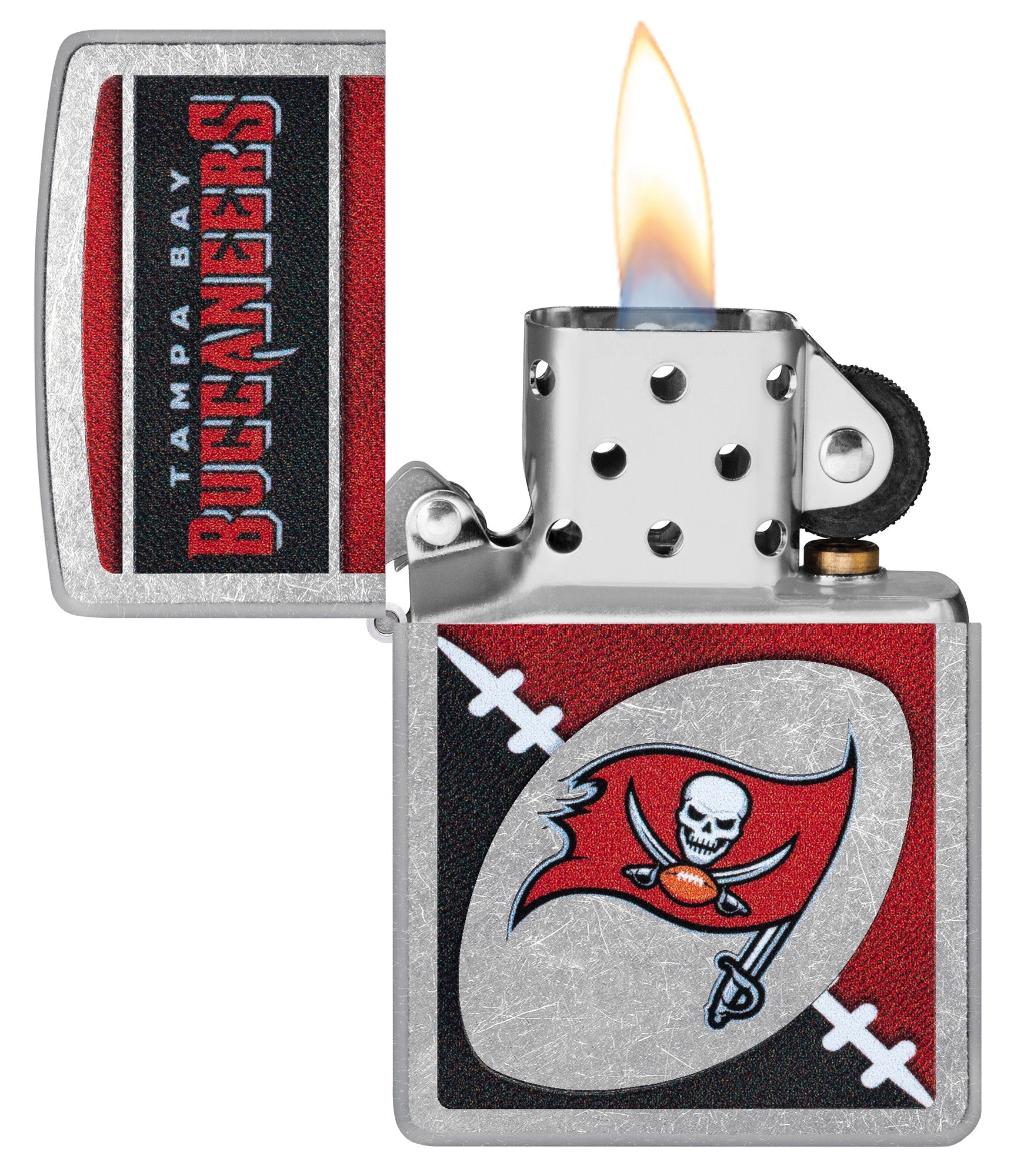 Zippo NFL Tampa Bay Buccaneers Chrome Logo Design Street Chrome Windproof Lighter