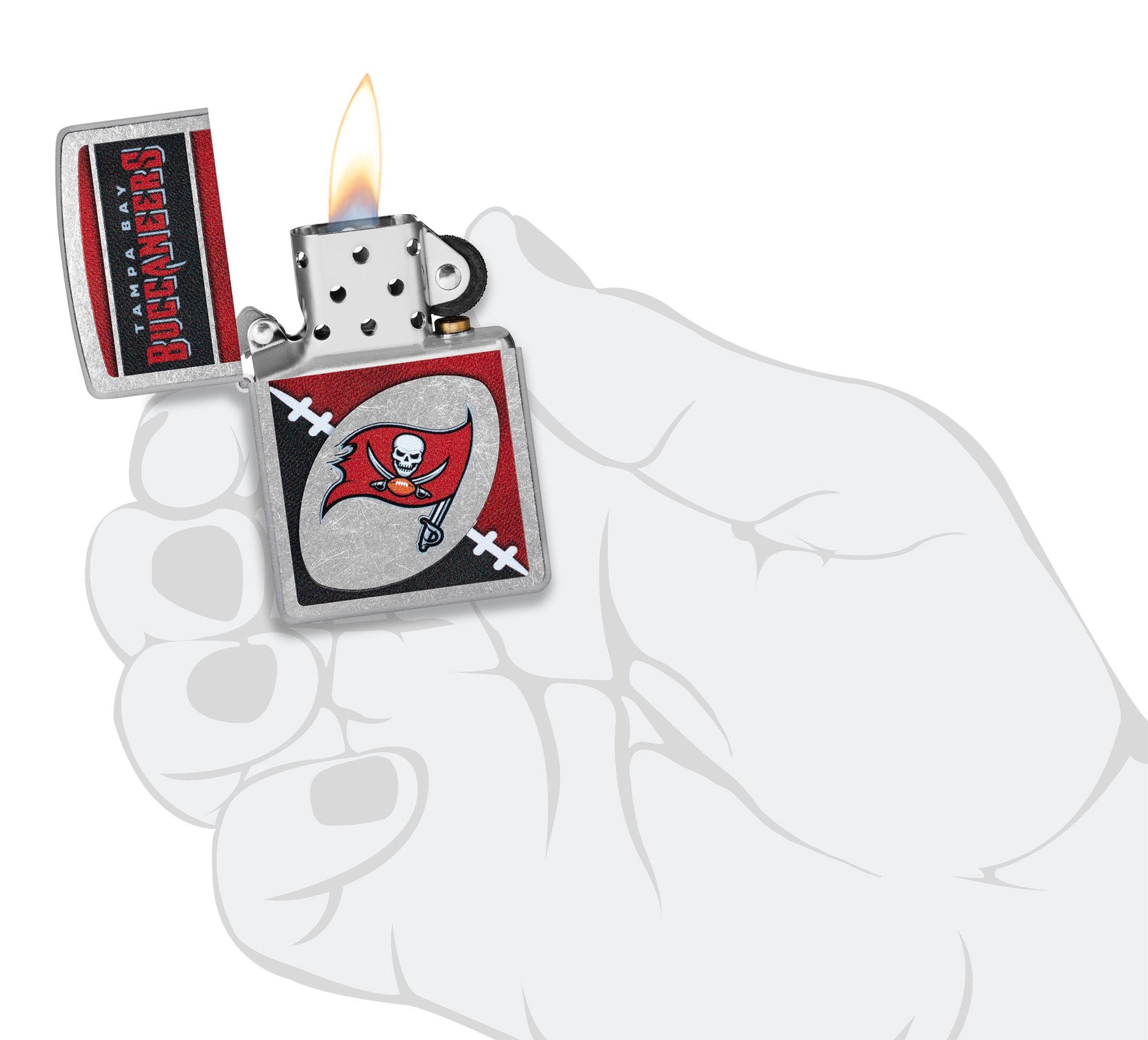 Zippo NFL Tampa Bay Buccaneers Chrome Logo Design Street Chrome Windproof Lighter