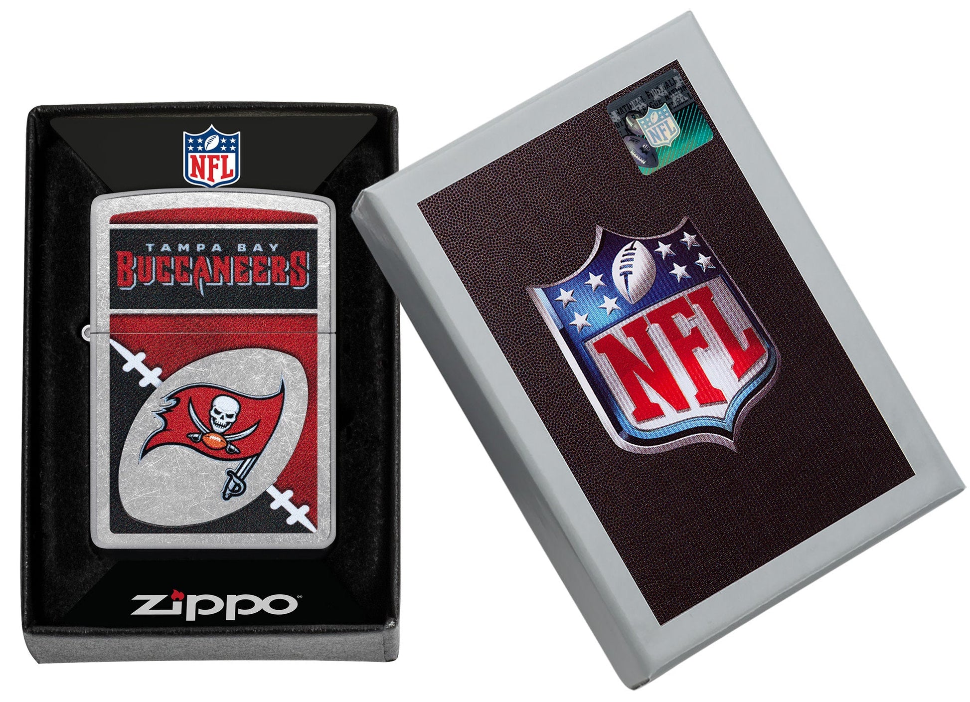 Zippo NFL Tampa Bay Buccaneers Chrome Logo Design Street Chrome Windproof Lighter