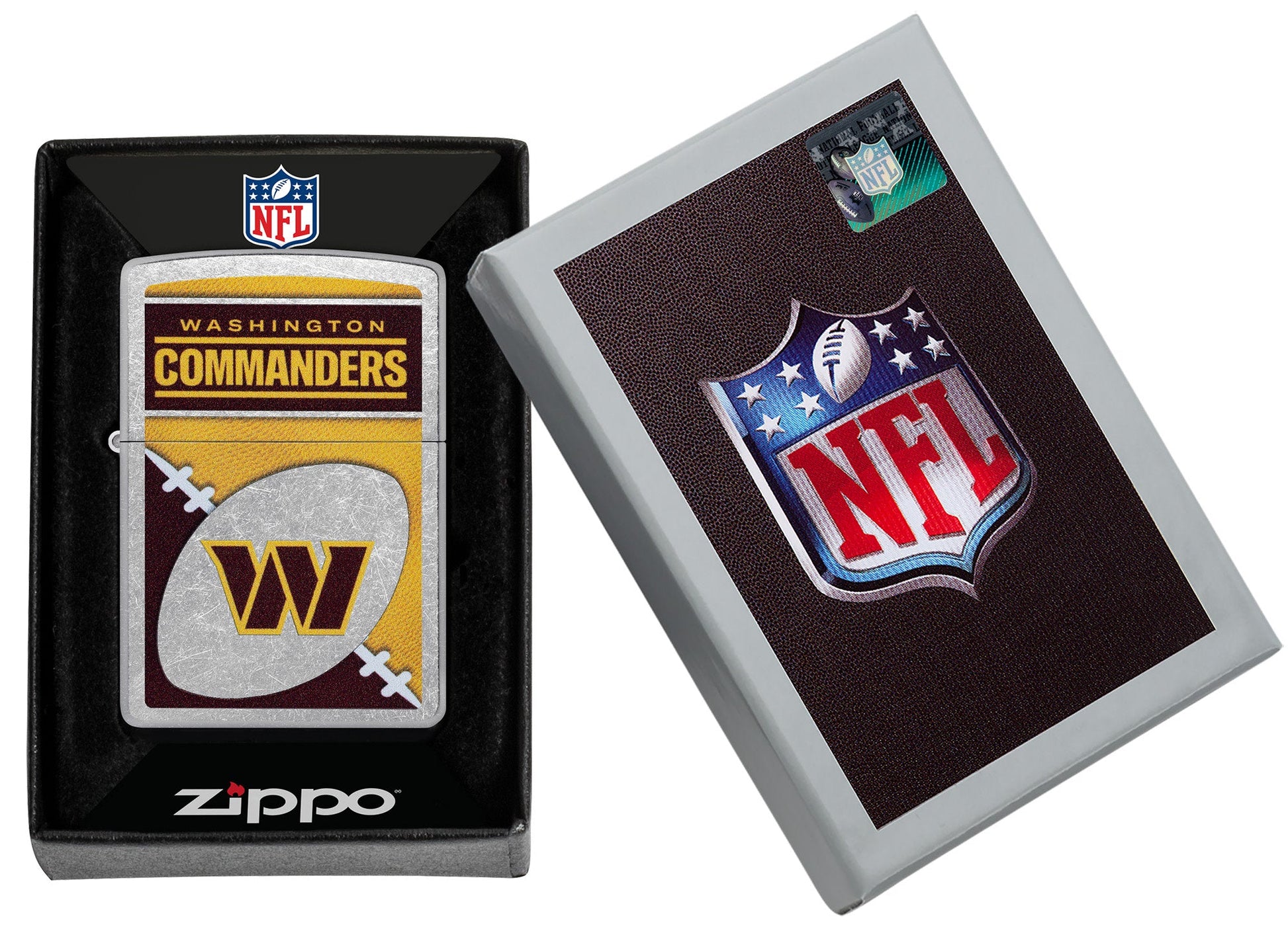 Zippo NFL Washington Commanders Chrome Logo Design Street Chrome Windproof Lighter