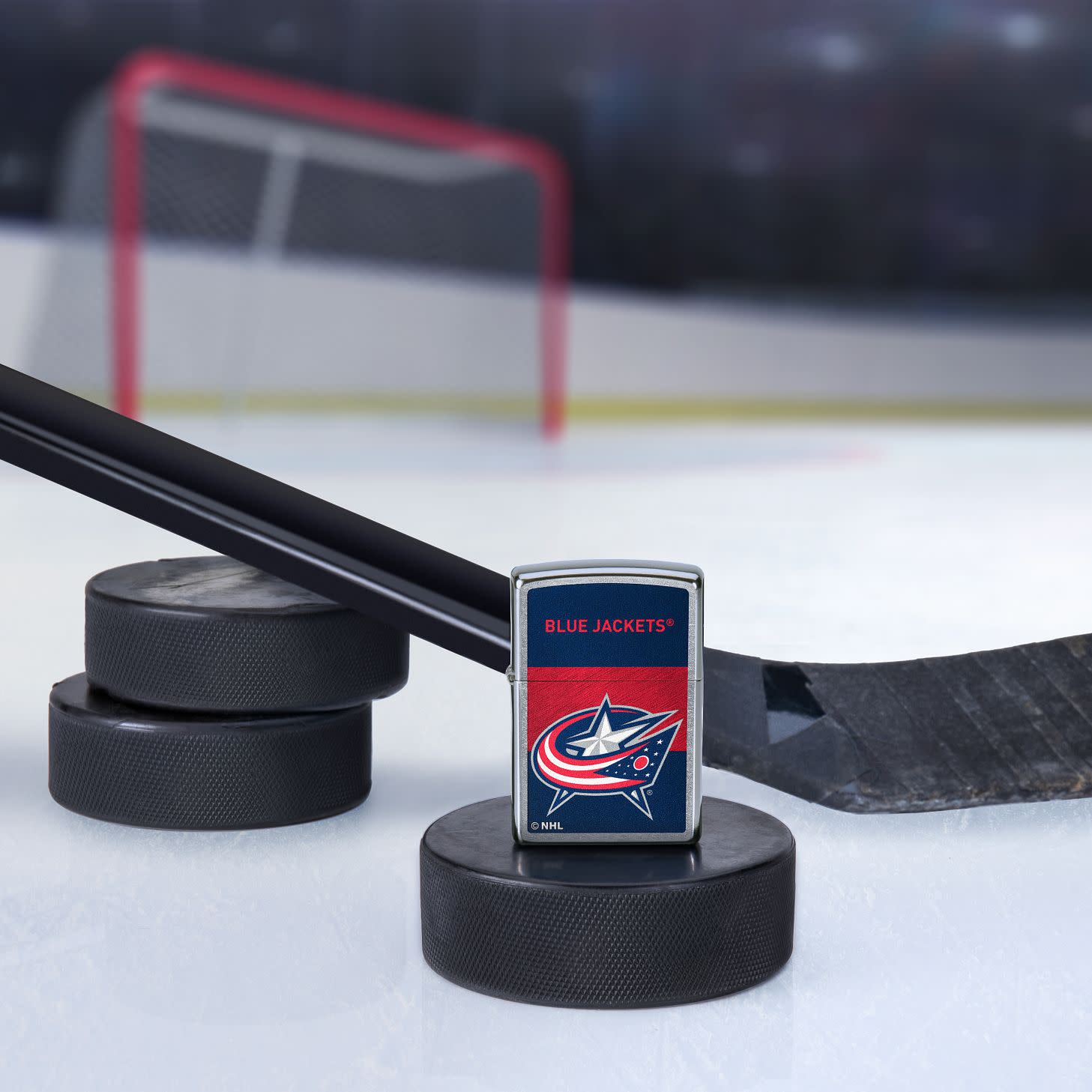 Zippo Columbus Blue Jackets® Icon Design Street Chrome Windproof Lighter