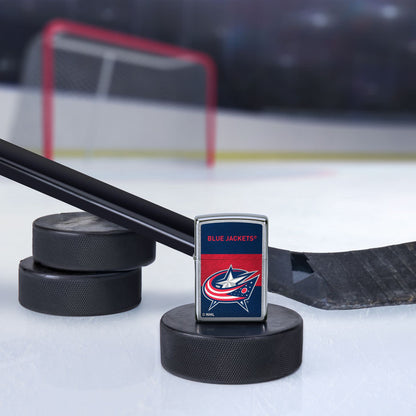 Zippo Columbus Blue Jackets® Icon Design Street Chrome Windproof Lighter