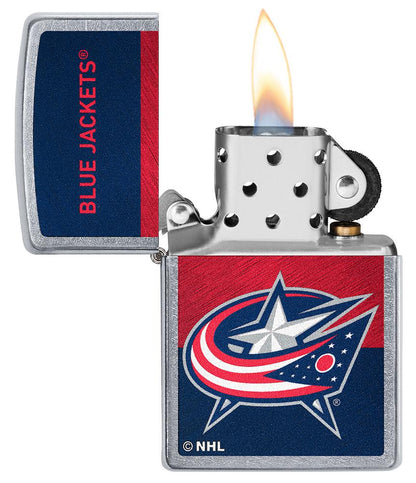 Zippo Columbus Blue Jackets® Icon Design Street Chrome Windproof Lighter