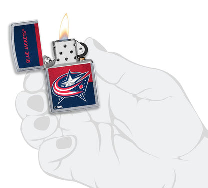 Zippo Columbus Blue Jackets® Icon Design Street Chrome Windproof Lighter