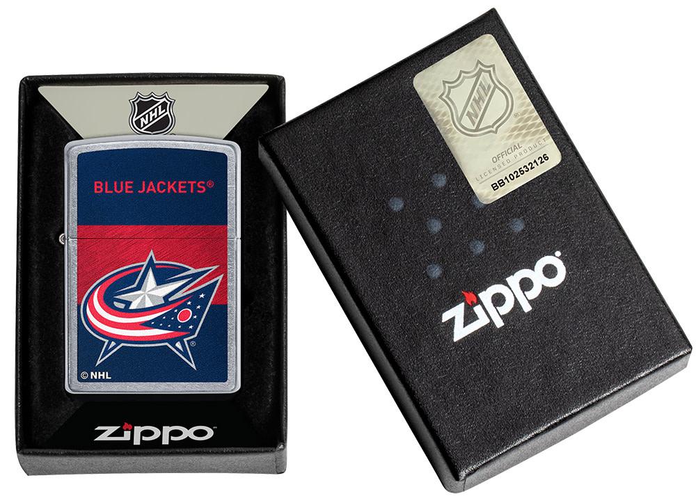 Zippo Columbus Blue Jackets® Icon Design Street Chrome Windproof Lighter