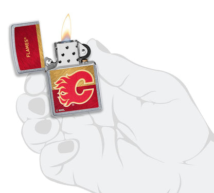 Zippo Calgary Flames® Icon Design Street Chrome Windproof Lighter