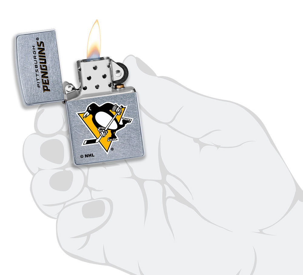 Zippo Pittsburgh Penguins® Logo Design Street Chrome Windproof Lighter