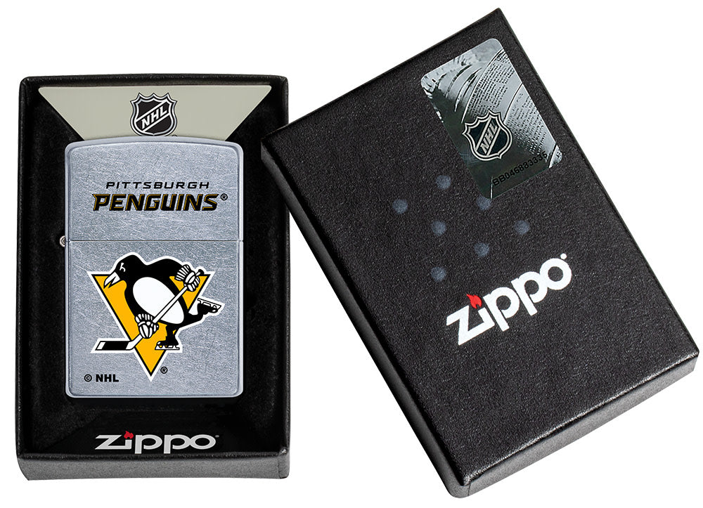 Zippo Pittsburgh Penguins® Logo Design Street Chrome Windproof Lighter