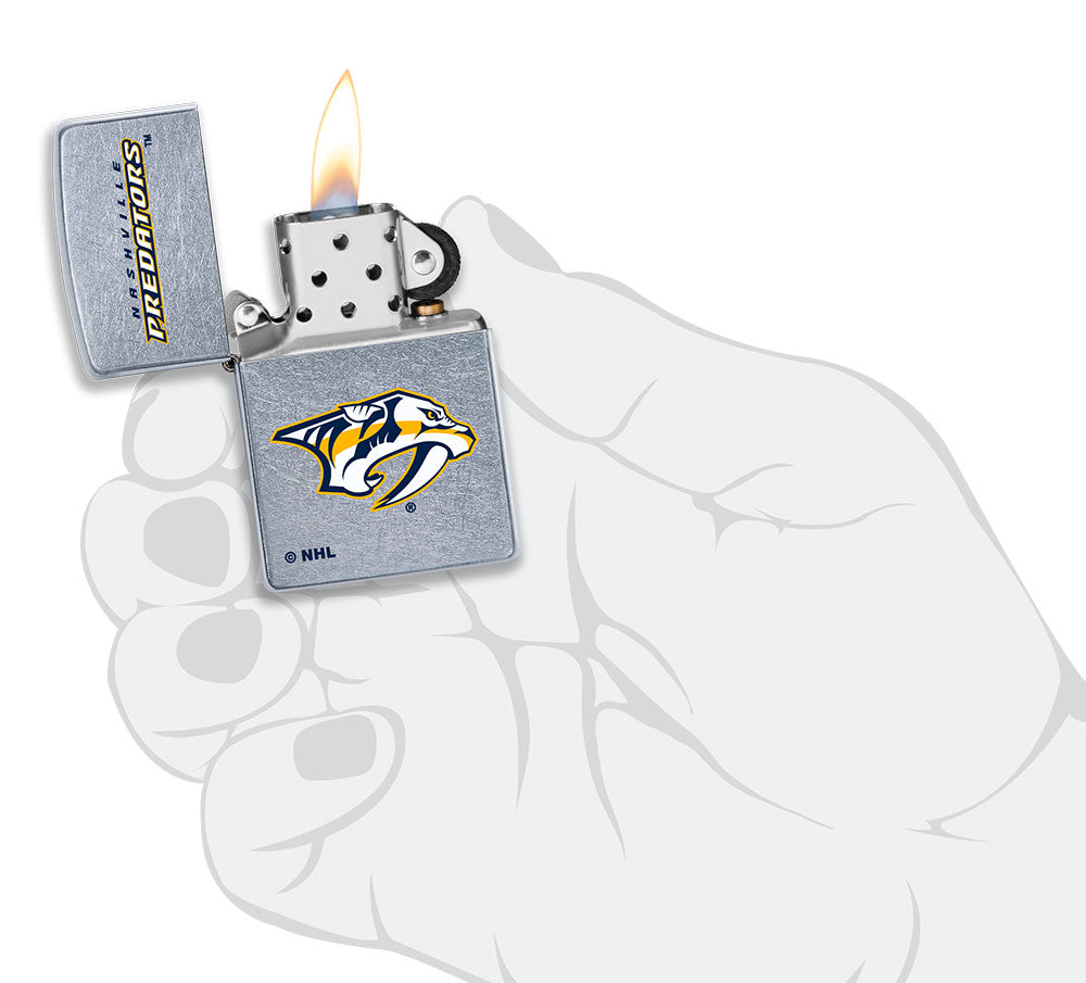Zippo Nashville Predators® Logo Design Street Chrome Windproof Lighter