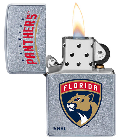 Zippo Florida Panthers® Logo Design Street Chrome Windproof Lighter