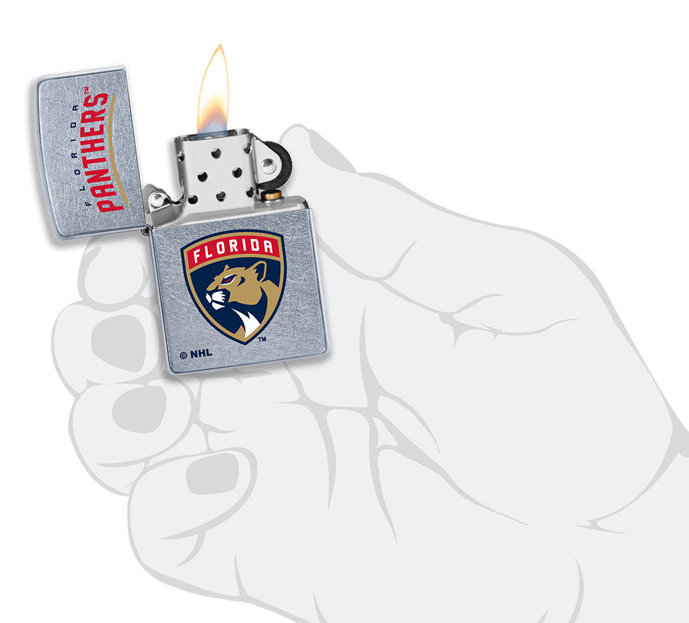 Zippo Florida Panthers® Logo Design Street Chrome Windproof Lighter