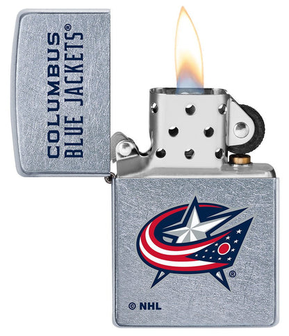 Zippo Columbus Blue Jackets® Logo Design Street Chrome Windproof Lighter