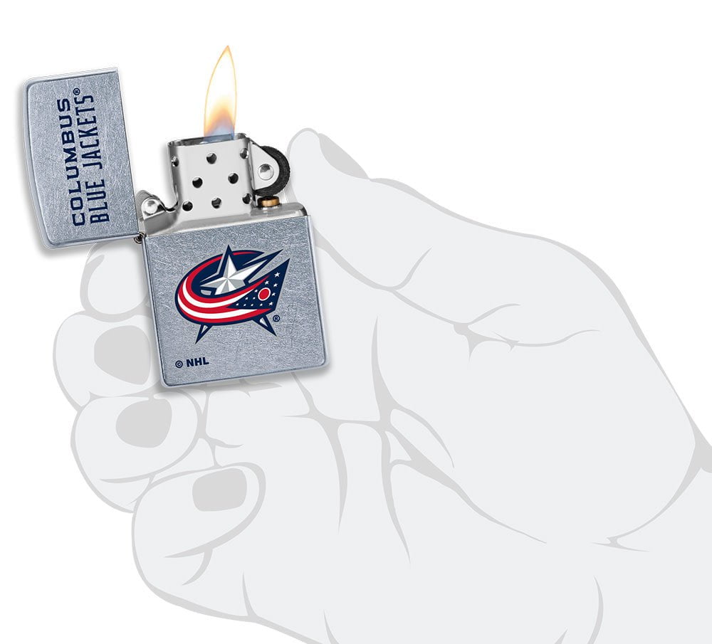 Zippo Columbus Blue Jackets® Logo Design Street Chrome Windproof Lighter