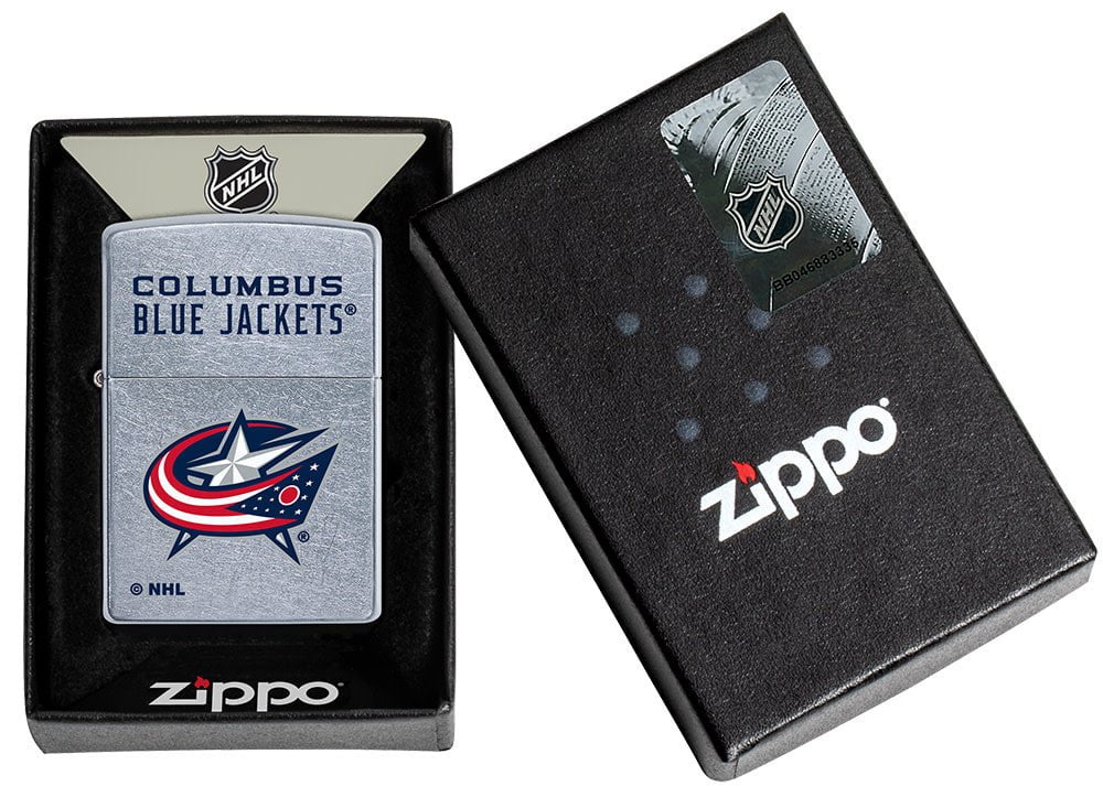 Zippo Columbus Blue Jackets® Logo Design Street Chrome Windproof Lighter