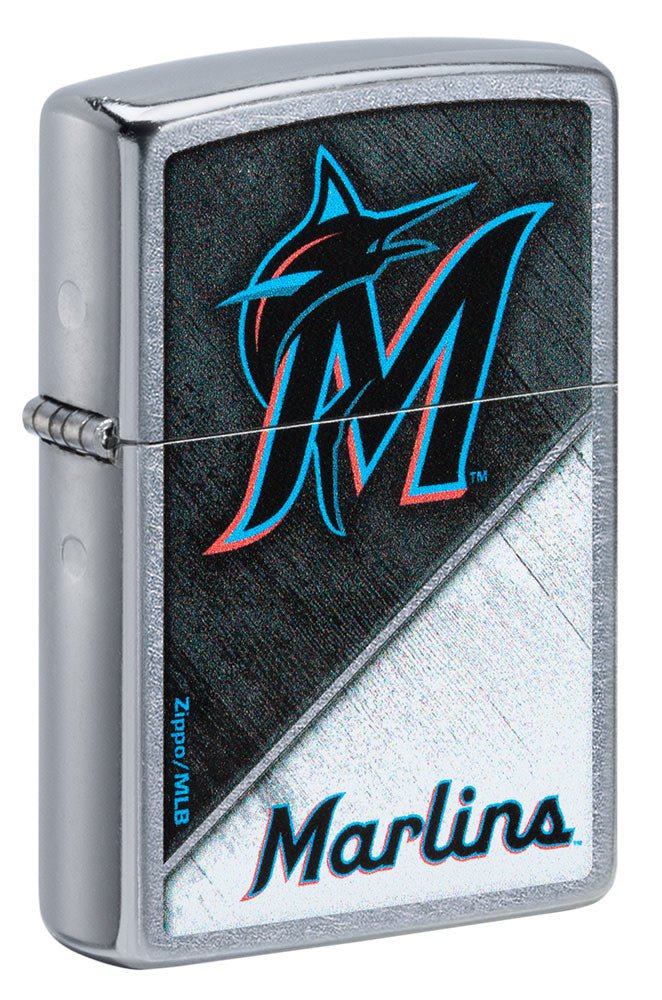 Zippo MLB® Miami Marlins™ Colorblock Design Street Chrome Windproof Lighter