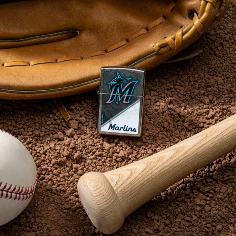 Zippo MLB® Miami Marlins™ Colorblock Design Street Chrome Windproof Lighter