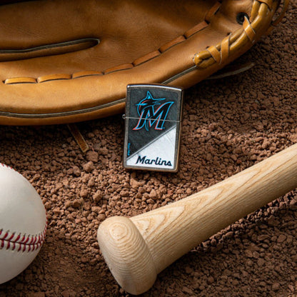 Zippo MLB® Miami Marlins™ Colorblock Design Street Chrome Windproof Lighter