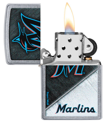 Zippo MLB® Miami Marlins™ Colorblock Design Street Chrome Windproof Lighter