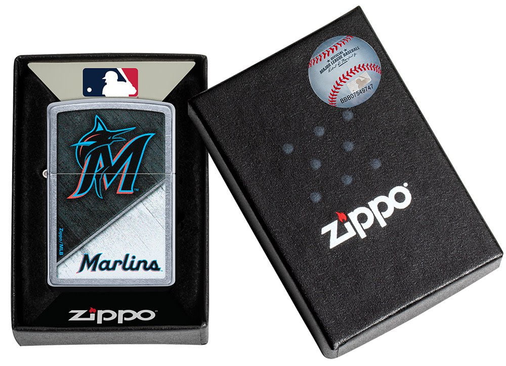 Zippo MLB® Miami Marlins™ Colorblock Design Street Chrome Windproof Lighter