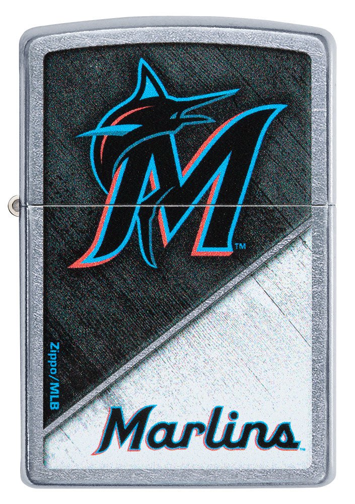 Zippo MLB® Miami Marlins™ Colorblock Design Street Chrome Windproof Lighter