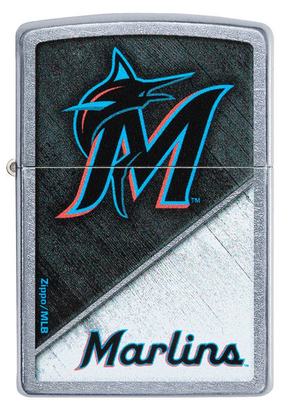 Zippo MLB® Miami Marlins™ Colorblock Design Street Chrome Windproof Lighter