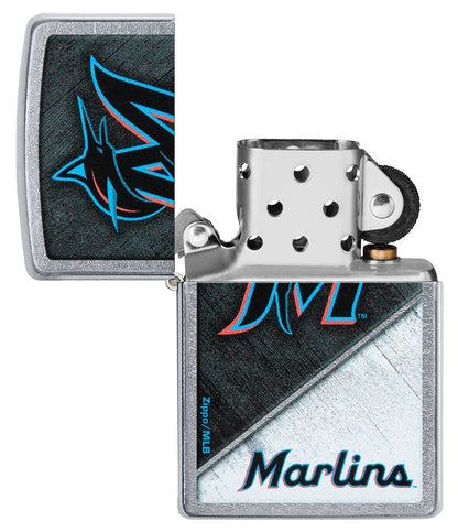 Zippo MLB® Miami Marlins™ Colorblock Design Street Chrome Windproof Lighter