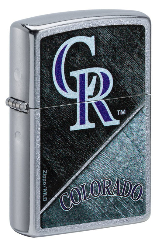 Zippo MLB® Colorado Rockies™ Colorblock Design Street Chrome Windproof Lighter