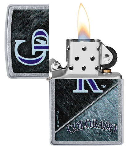 Zippo MLB® Colorado Rockies™ Colorblock Design Street Chrome Windproof Lighter