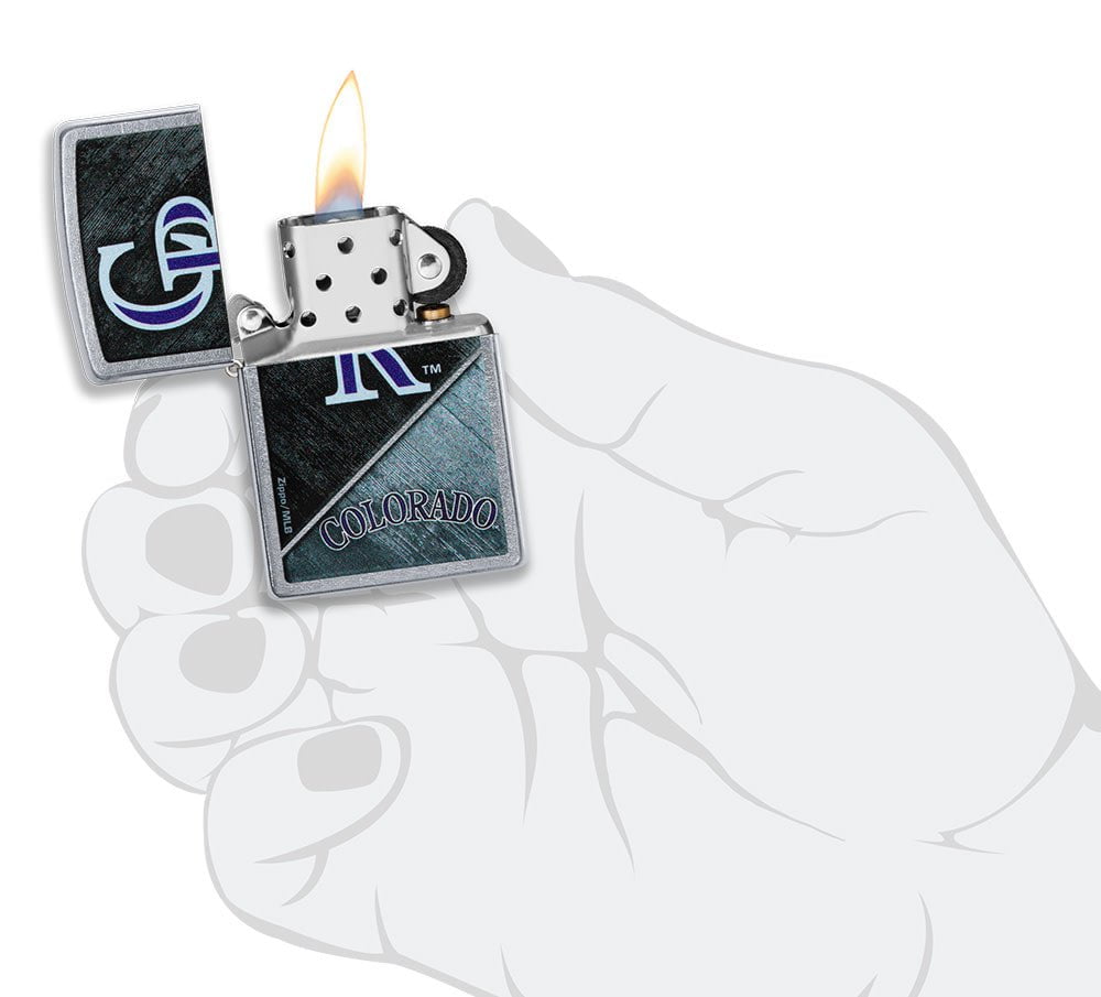 Zippo MLB® Colorado Rockies™ Colorblock Design Street Chrome Windproof Lighter