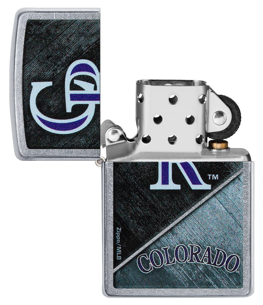 Zippo MLB® Colorado Rockies™ Colorblock Design Street Chrome Windproof Lighter