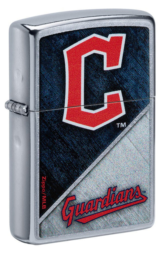 Zippo MLB® Cleveland Guardians™ Colorblock Design Street Chrome Windproof Lighter
