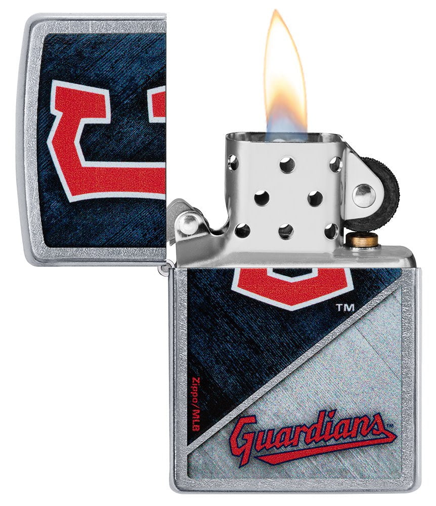 Zippo MLB® Cleveland Guardians™ Colorblock Design Street Chrome Windproof Lighter